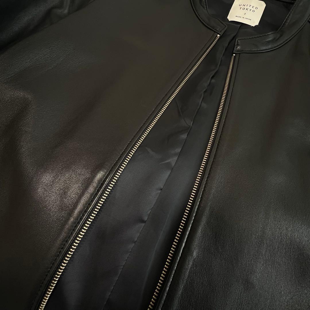 極美品 UNITED TOKYO ラムレザーシングルジャケット サイズ3