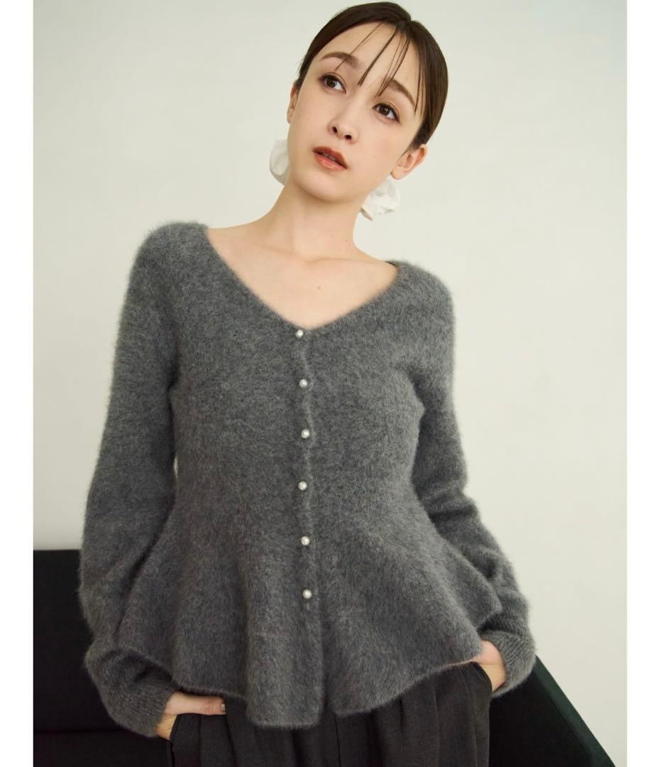 【※最終値下げ】フレイアイディー　フォックスカシミアペプラムカーディガン