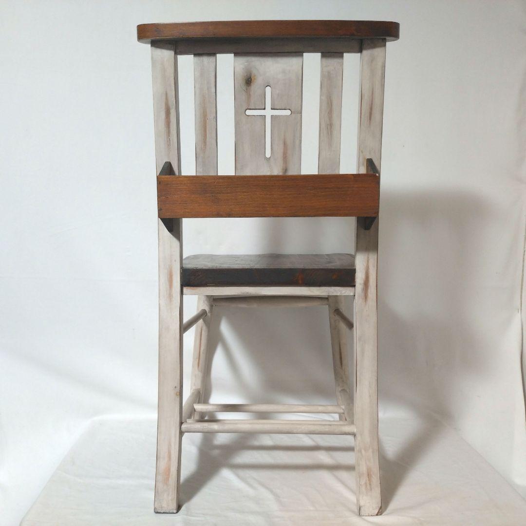 チャーチチェア　木製　アンティーク調　ヴィンテージ風　十字架　ダイニングチェア
