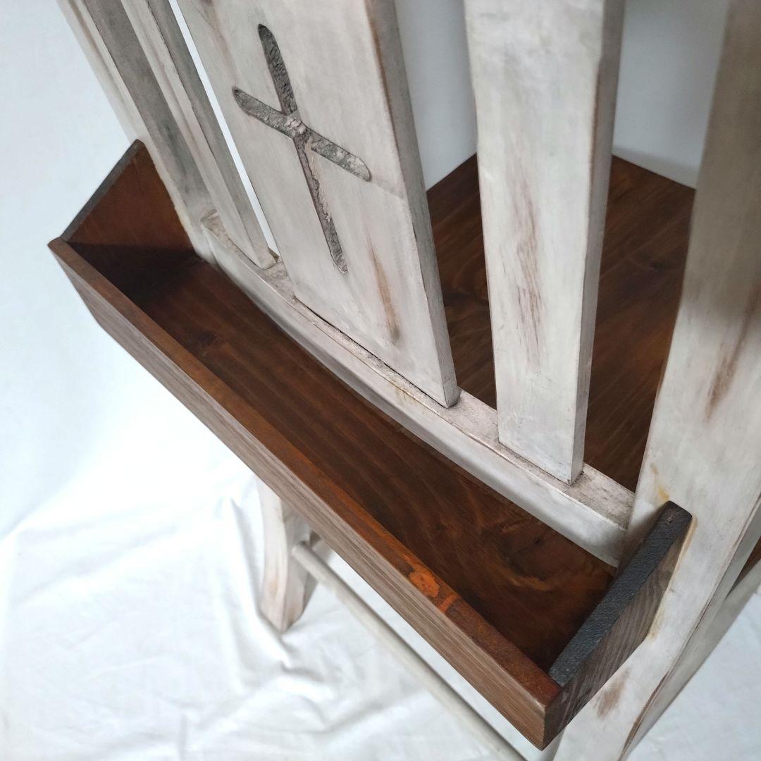 チャーチチェア　木製　アンティーク調　ヴィンテージ風　十字架　ダイニングチェア