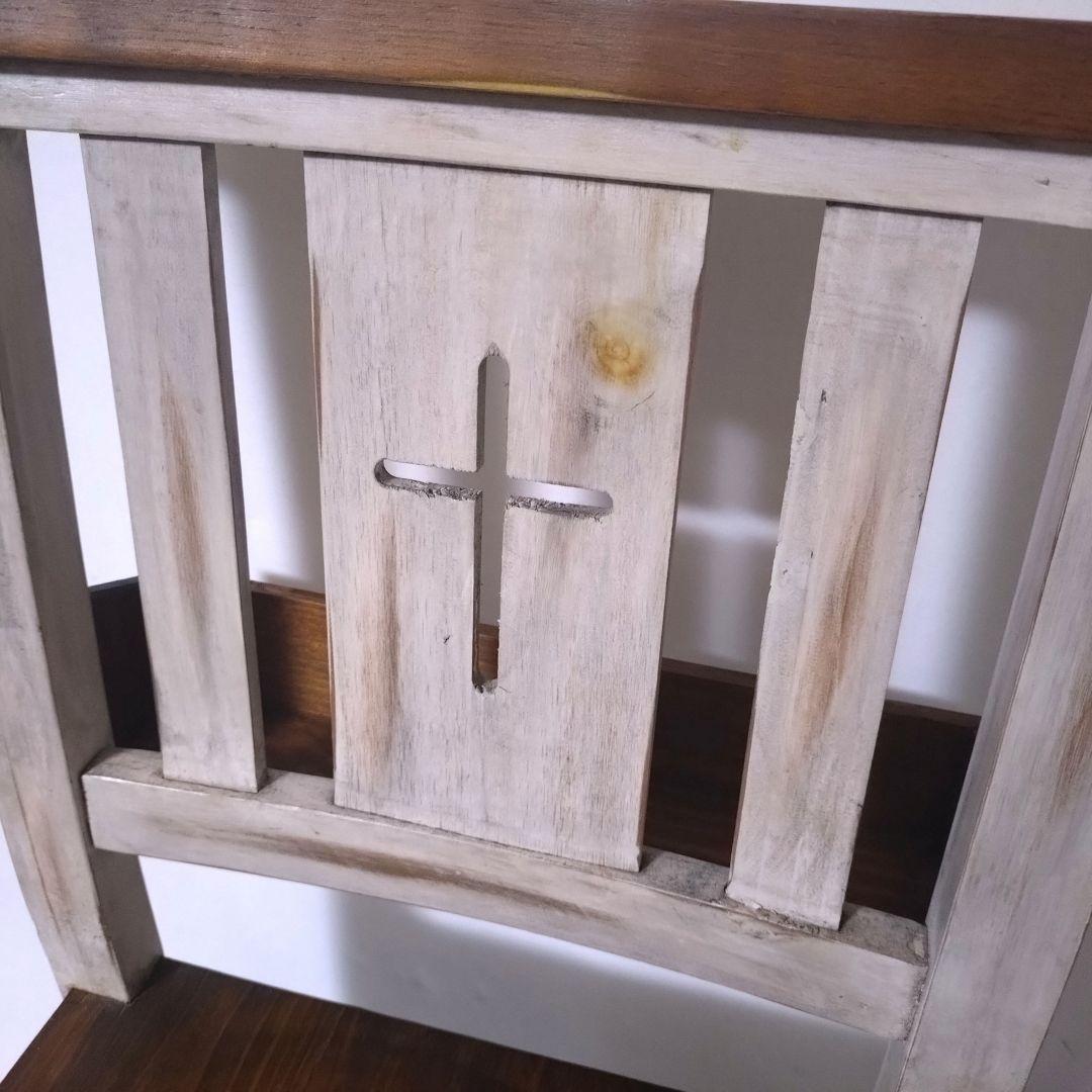 チャーチチェア　木製　アンティーク調　ヴィンテージ風　十字架　ダイニングチェア