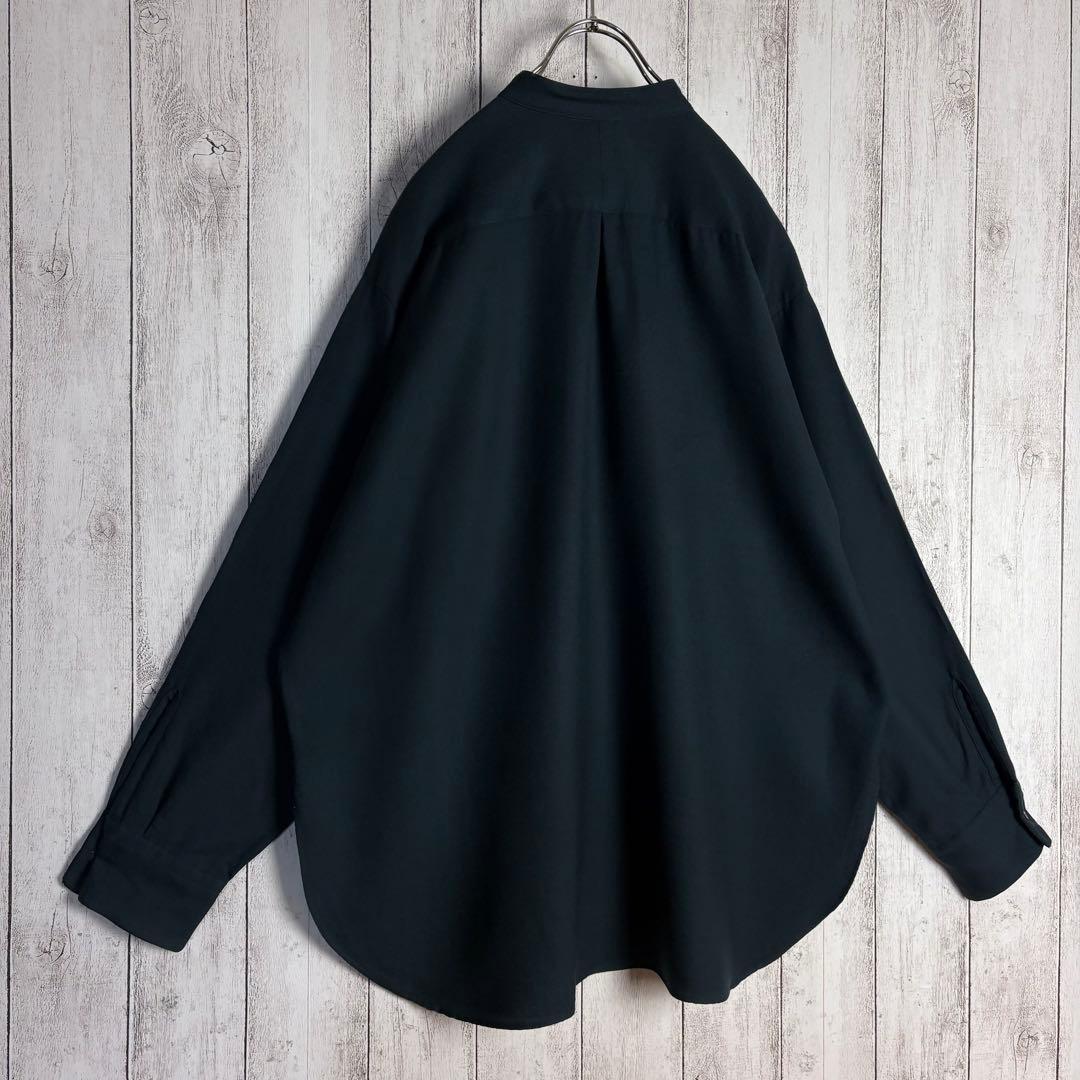 美品 マーカウェア MARKAWARE ノーカラーネルシャツ ダークグリーン