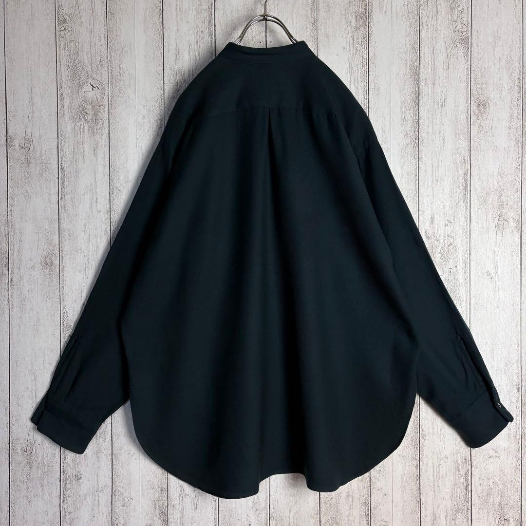 美品 マーカウェア MARKAWARE ノーカラーネルシャツ ダークグリーン