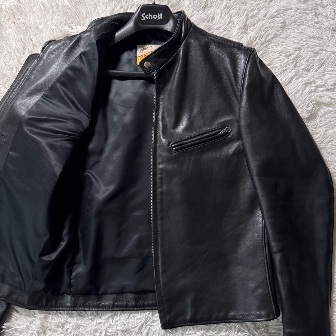 極美品/希少モデル✨schott ライダースジャケット 141XJS 黒 38