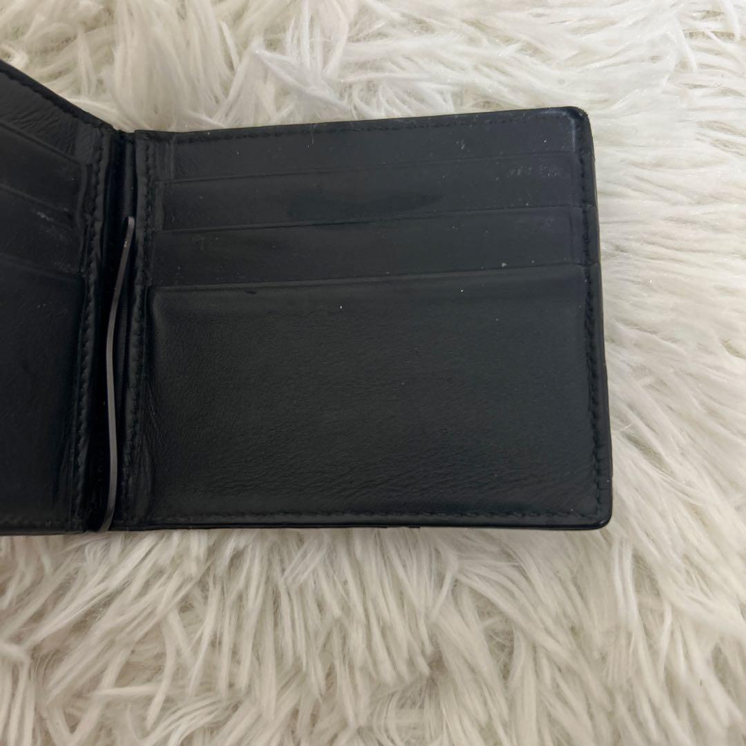 【美品】ボッテガヴェネタ マネークリップ イントレチャート レザー ブラック