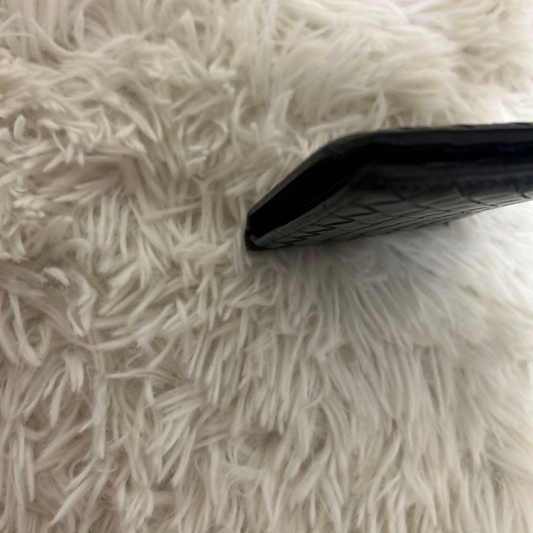 【美品】ボッテガヴェネタ マネークリップ イントレチャート レザー ブラック