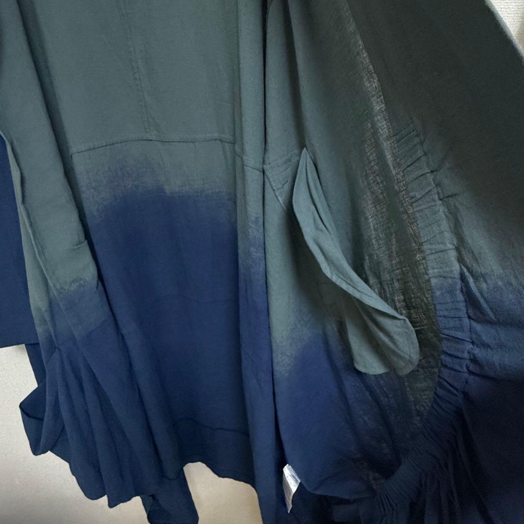 極美品　萌　モユル　リネングラデーションコート