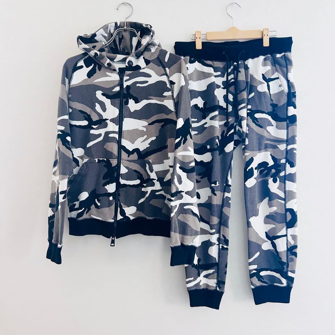 AKM エイケイエム カモフラ 迷彩 セットアップ パーカー Lサイズ