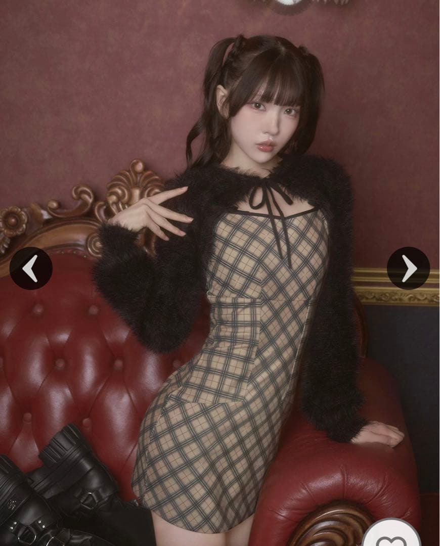 オリジナルチェック柄アンサンブルミニワンピース ミシェルマカロン