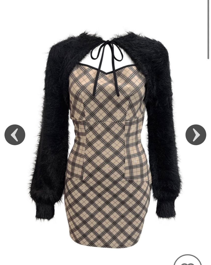 オリジナルチェック柄アンサンブルミニワンピース ミシェルマカロン