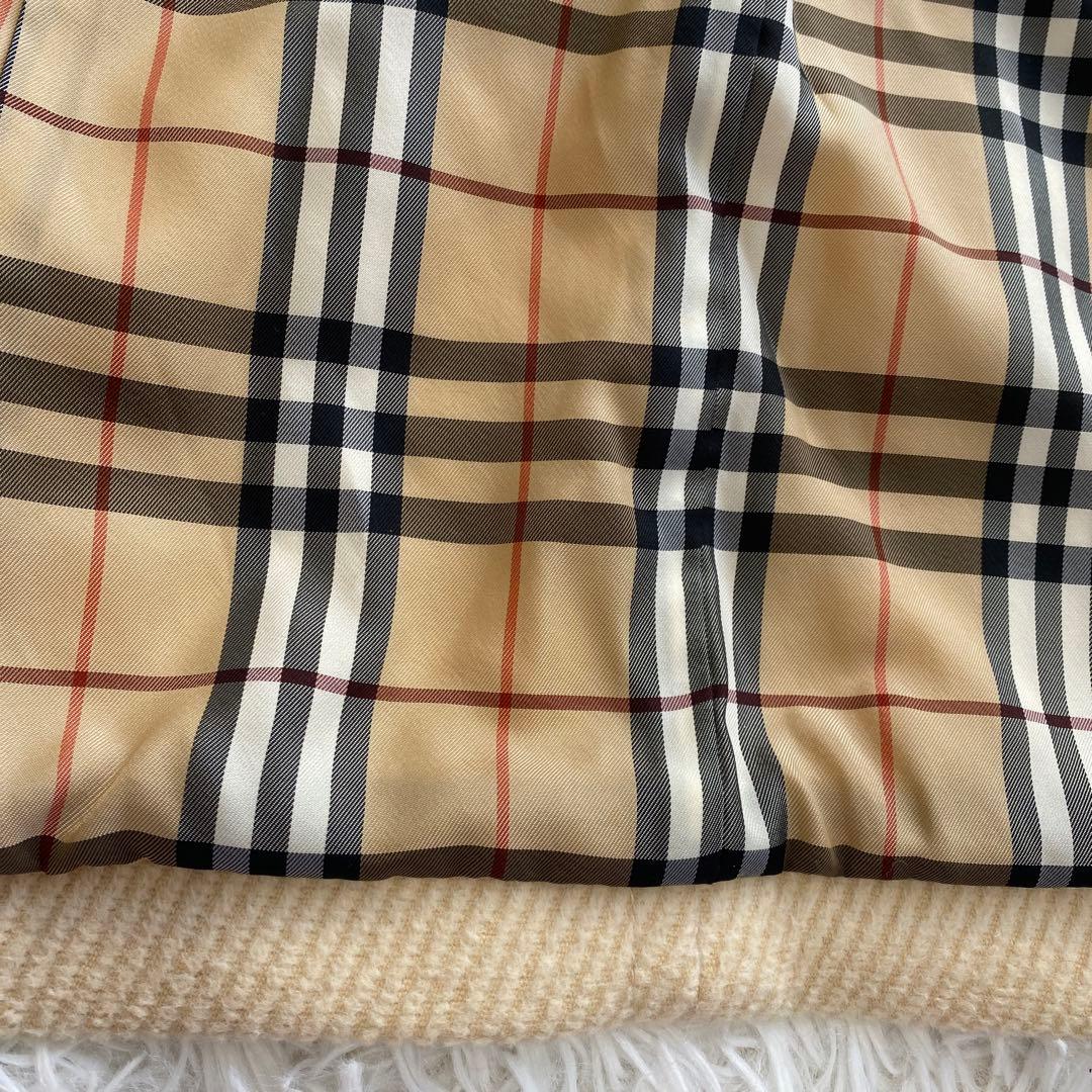 極美品　バーバリーブルーレーベル　ダッフルコート　ノバチェック　ラビットファー