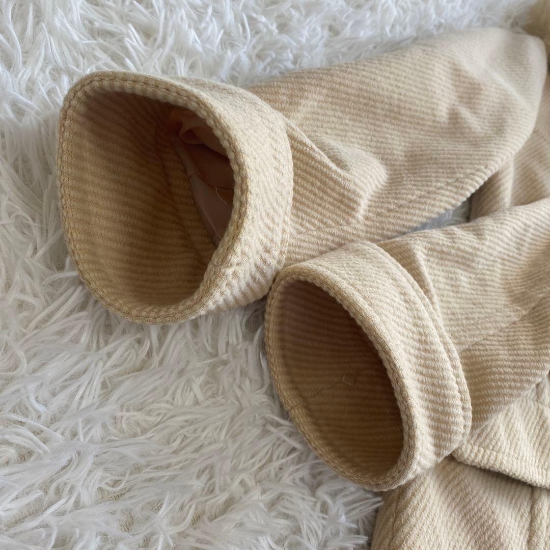 極美品　バーバリーブルーレーベル　ダッフルコート　ノバチェック　ラビットファー