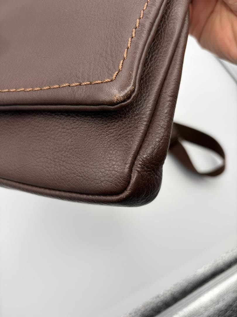 土屋鞄 防水レザーショルダーバッグ プロータ ダークブラウン