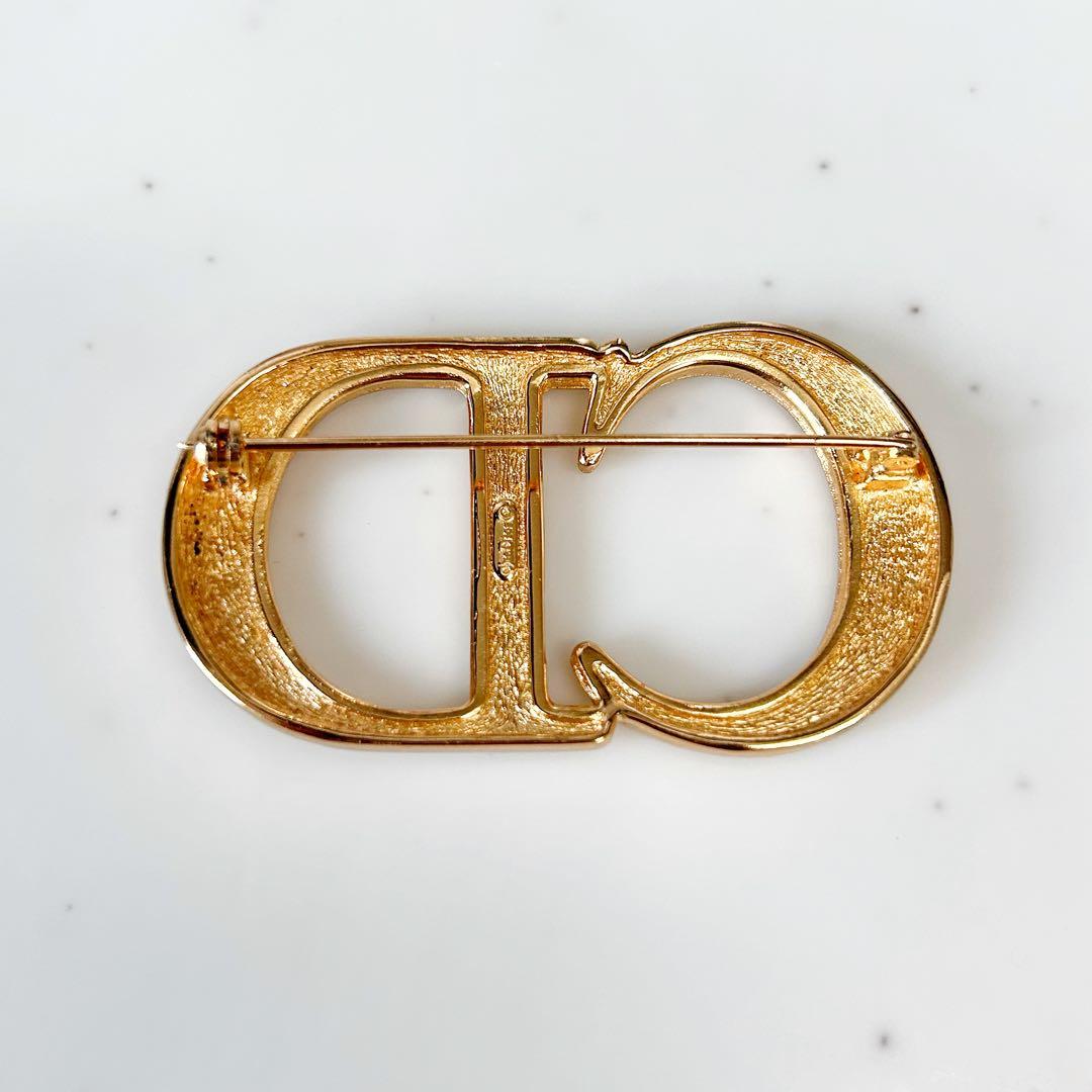 【希少•美品】DIOR CDロゴ ブローチ ヴィンテージ ゴールド クリスタル