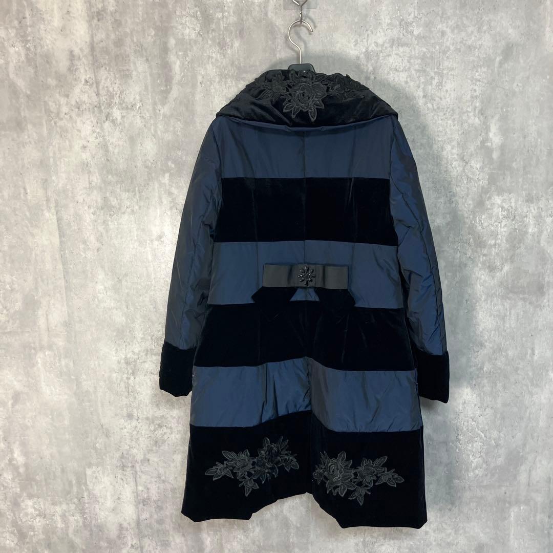 Super Beauty レース使いベロア切替ダウンコート 42