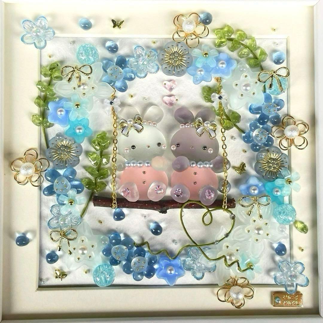 ♡ネモフィラリースのブランコで♡シーグラスアート うさぎ