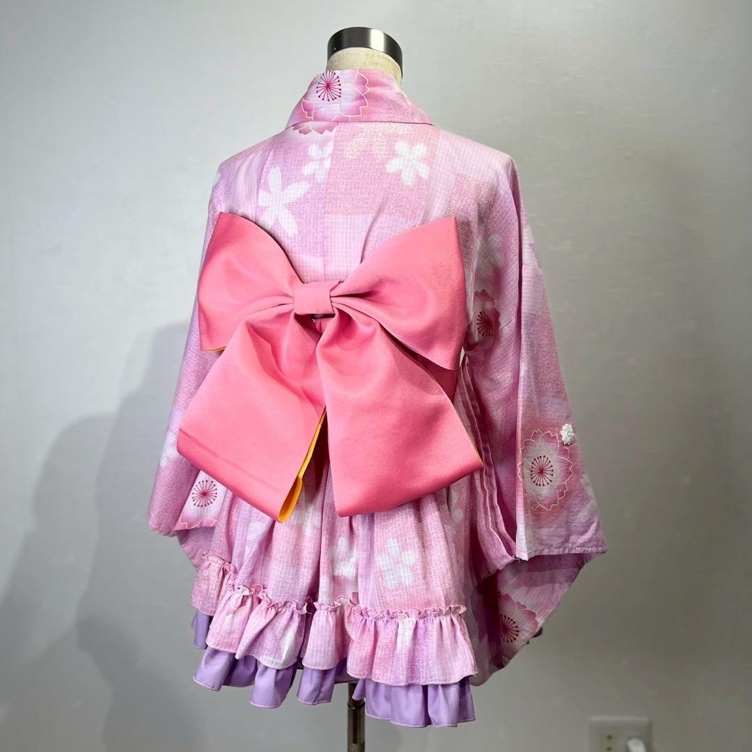 rowa's 浴衣ドレス ピンク 作り帯セット 姫ギャル 平成ギャル y2k