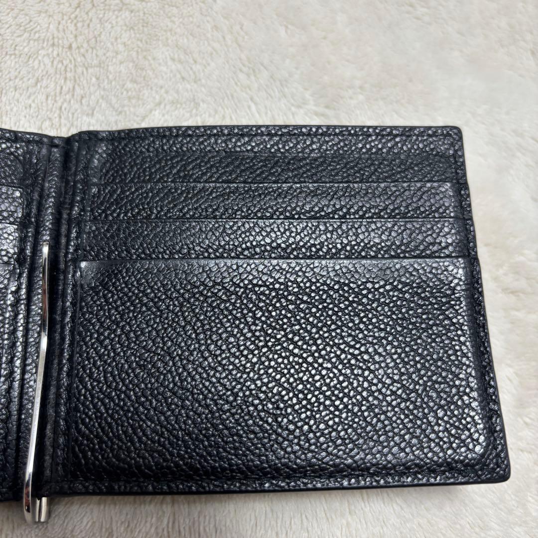 PRADA ブラック レザー マネークリップ 三角ロゴプレート