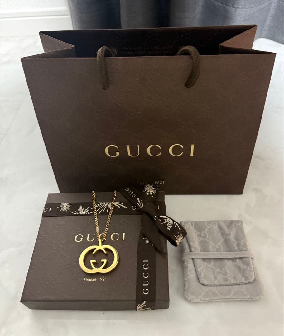 極美品✨ GUCCIグッチインターロッキングG チャーム&ネックレス 付属品込み