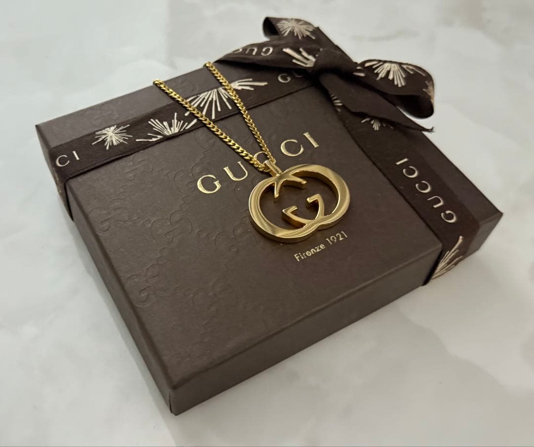 極美品✨ GUCCIグッチインターロッキングG チャーム&ネックレス 付属品込み
