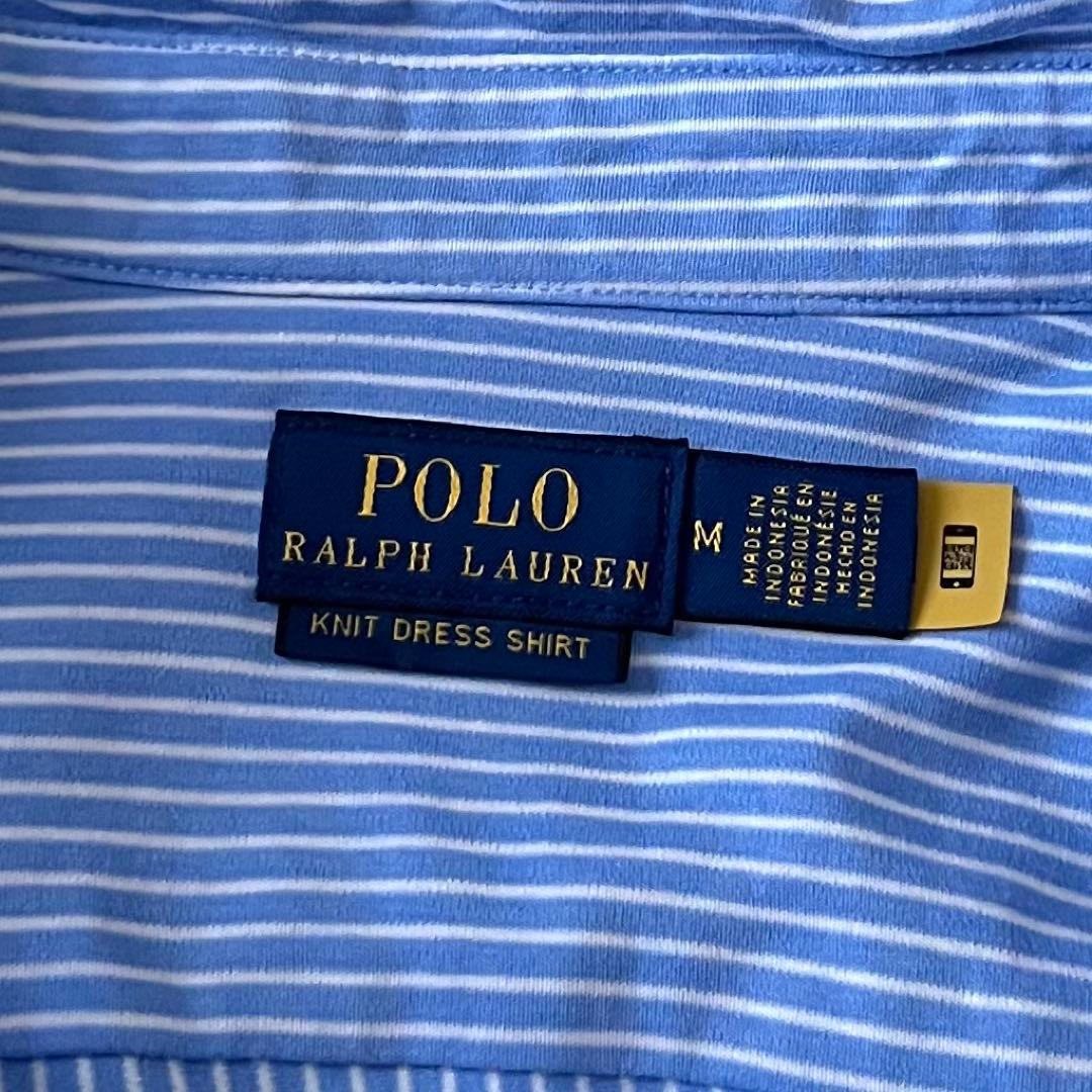 美品＊ポロラルフローレン KNIT DRESS SHIRT ロゴ刺繍 M