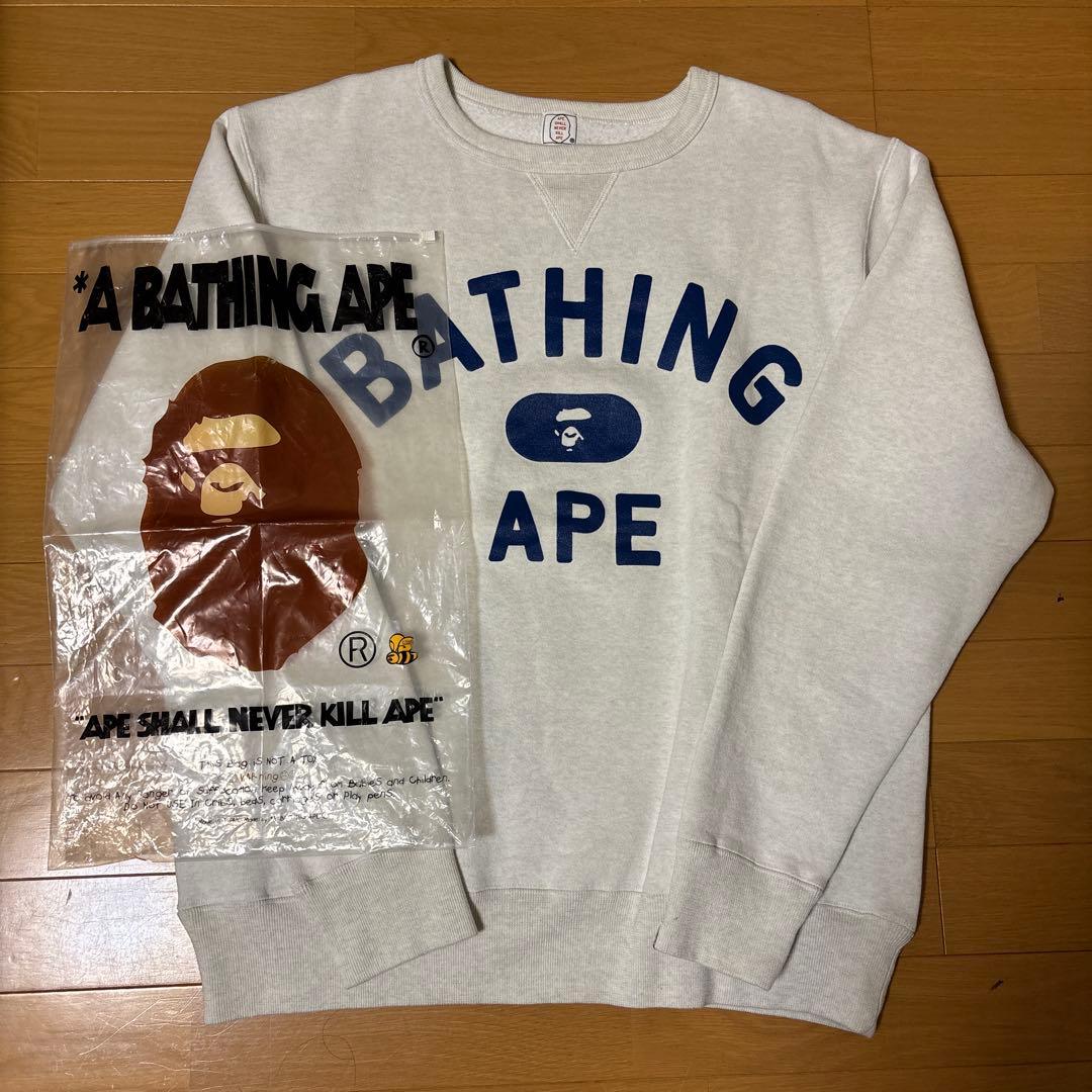 90s 初期タグ APE グレー ロゴ トレーナー L