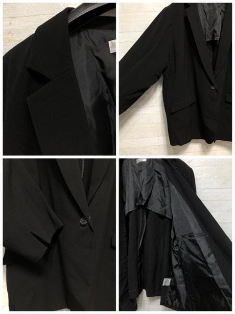 新品☆8Lストレートパンツスーツ黒無地ストレッチお仕事フォーマル〇G268