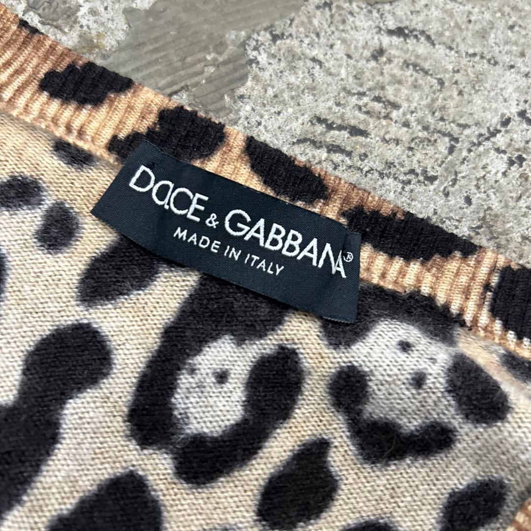 00s Dolce & Gabbana レオパード カシミア Vネックニット