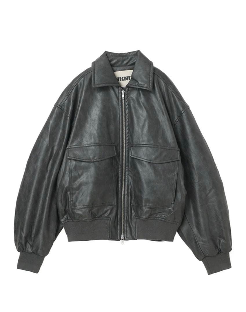 ジャケット・アウター NKNIT synthetic leather padded jacket