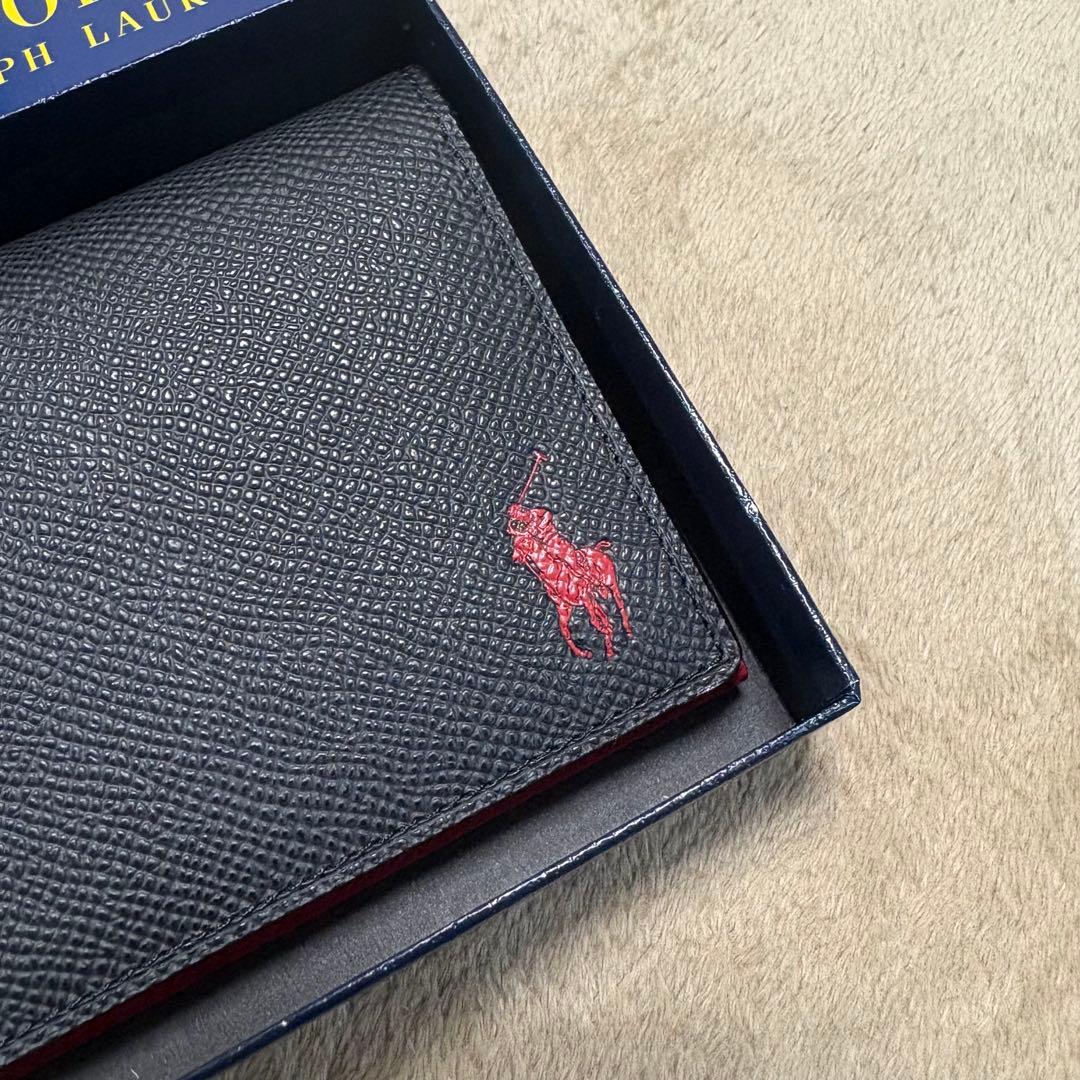 【新品】POLO RALPH LAUREN コントラストレザー長財布 ブラック