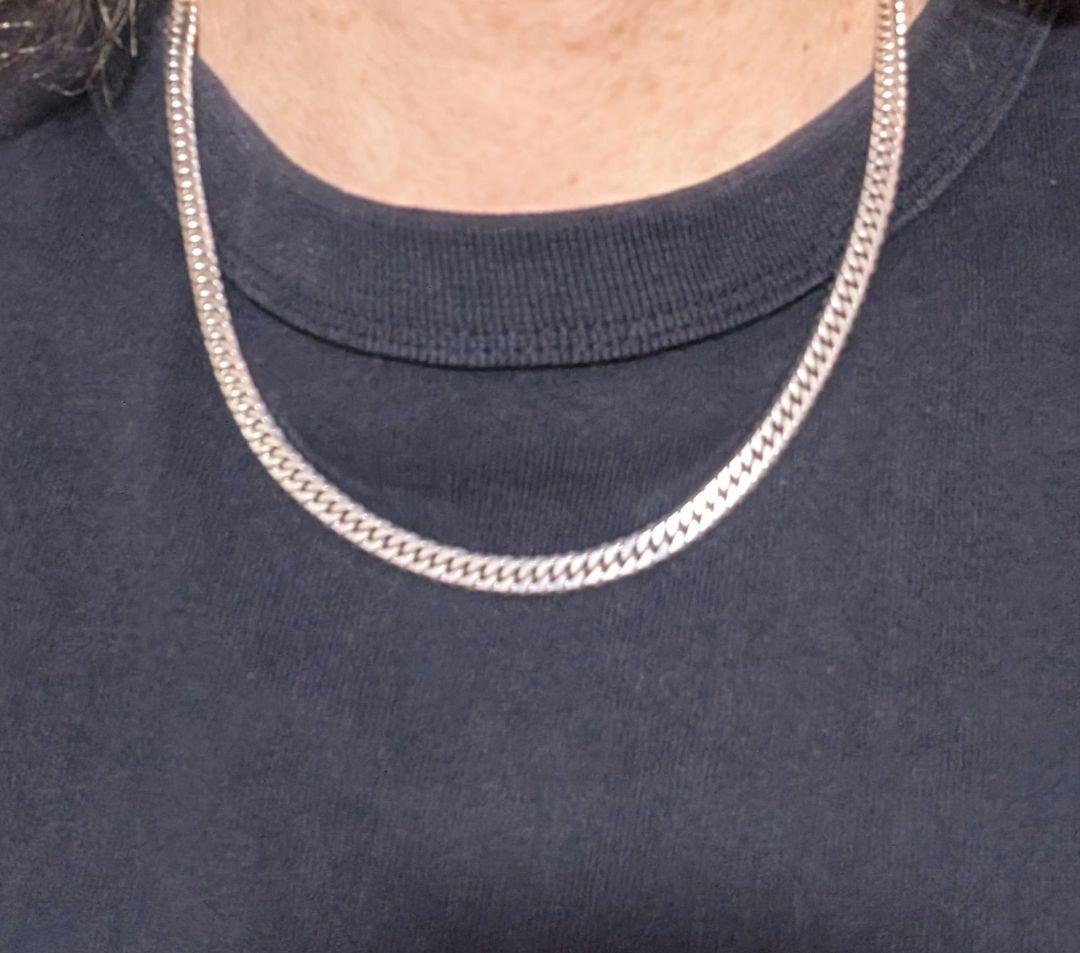 喜平6面ダブル 5mm幅 中折式　シルバー925 ネックレスチェーン　50cm