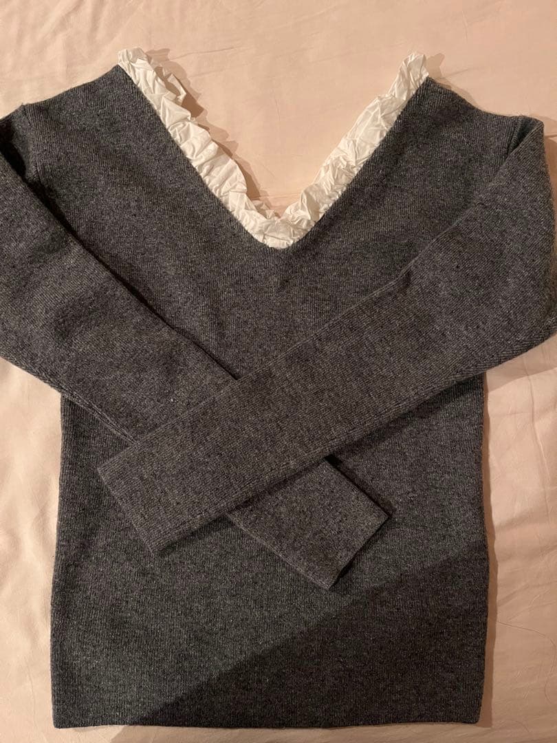 正規品　CLANE 2WAY FRILL V NECK KNIT TOPS