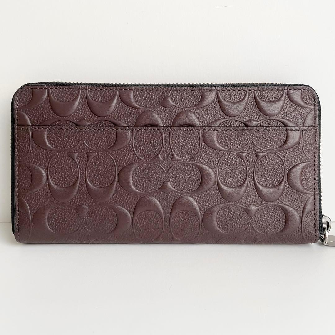コーチ COACH 長財布 メンズ シグネチャー 型押し レザー ブラウン 新品