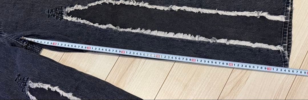 OUR REGACY　ダメージ加工 ダークグレー ワイドレッグデニム