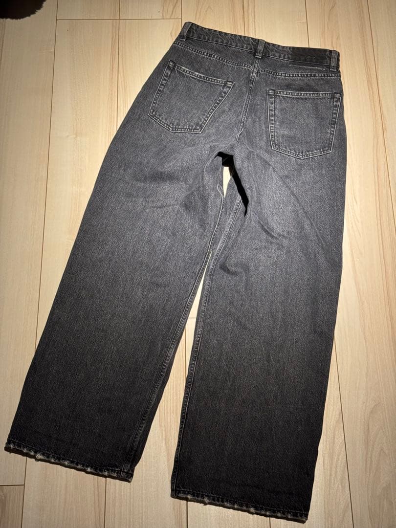 OUR REGACY　ダメージ加工 ダークグレー ワイドレッグデニム