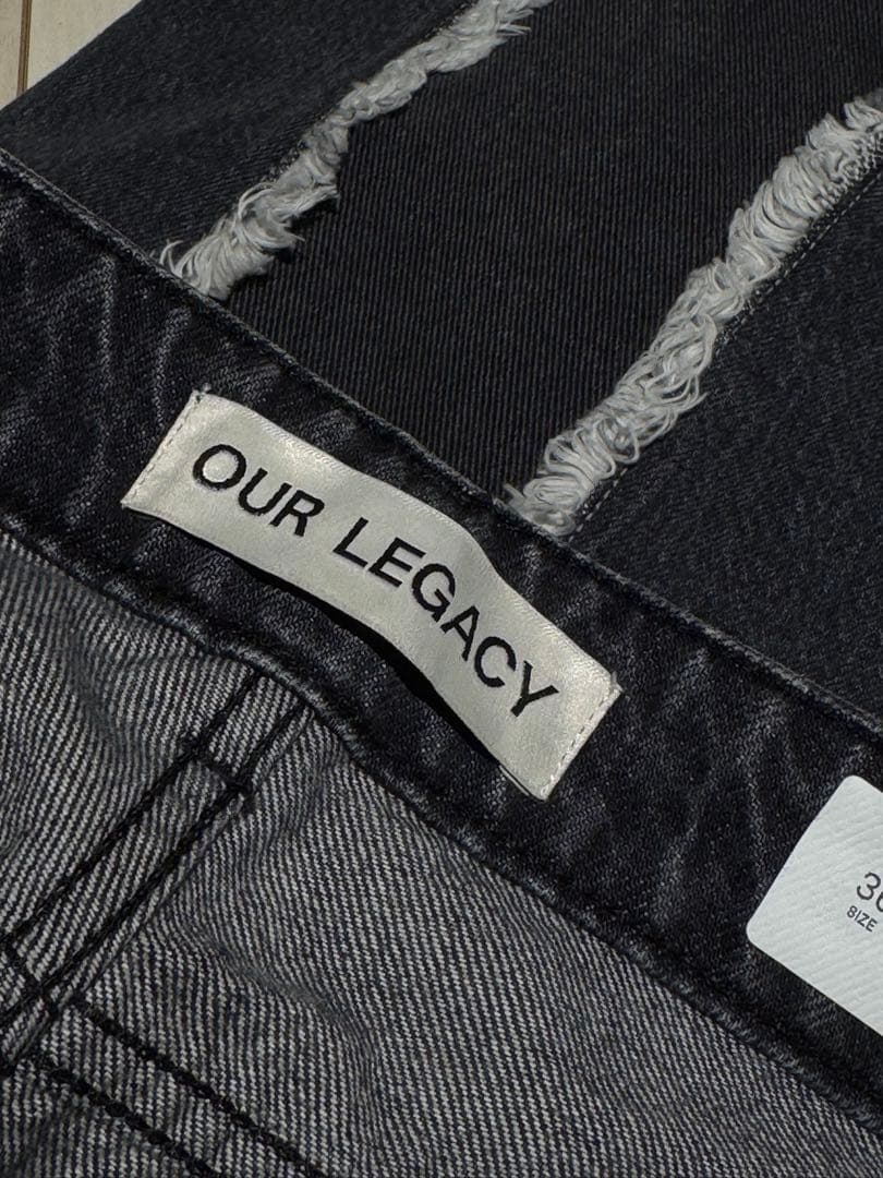 OUR REGACY　ダメージ加工 ダークグレー ワイドレッグデニム