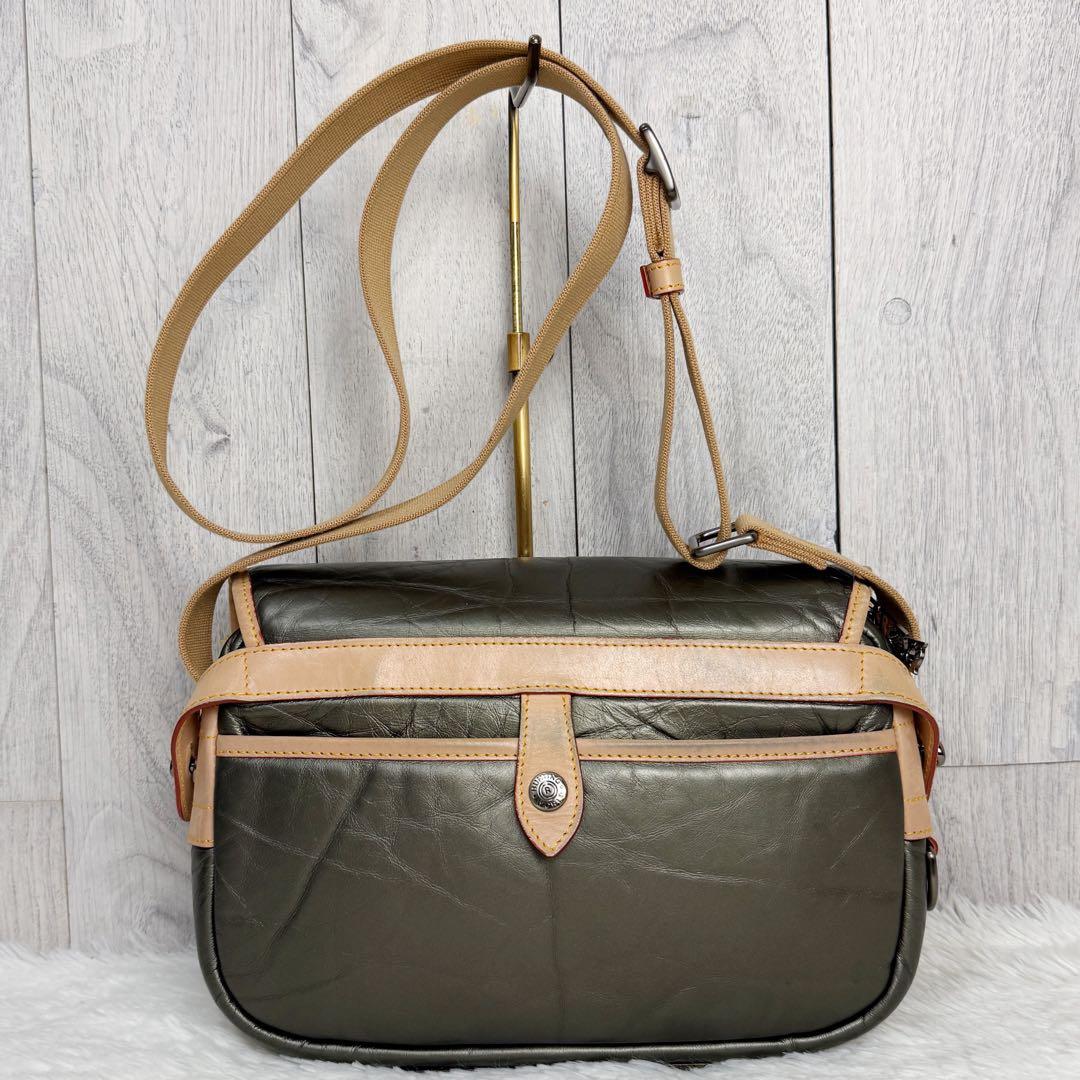 希少♡最高級♡バチューレザー♡ハンティングワールド ショルダーバッグ カーキ