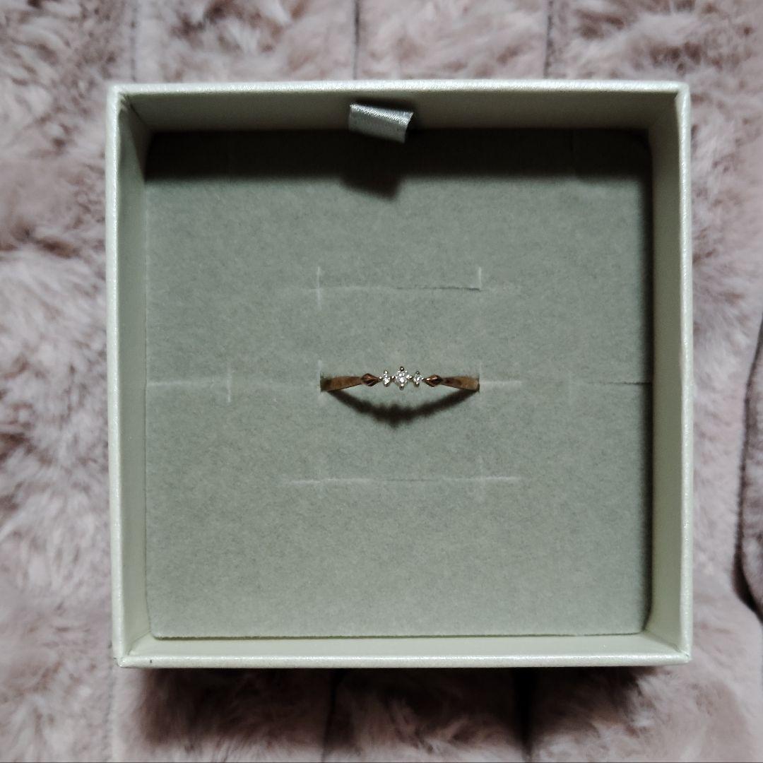 K10ピンクゴールドダイヤモンドリング　名前刻印あり　16号