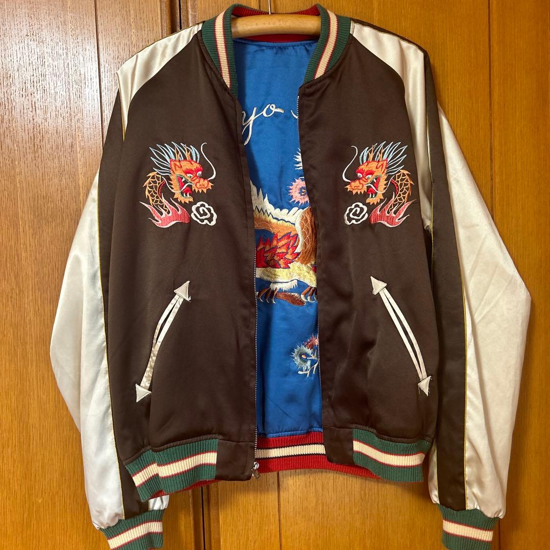 テーラー東洋　スカジャン リバーシブル　Lサイズ 鷹　龍刺繍　ヴィンテージ　希少