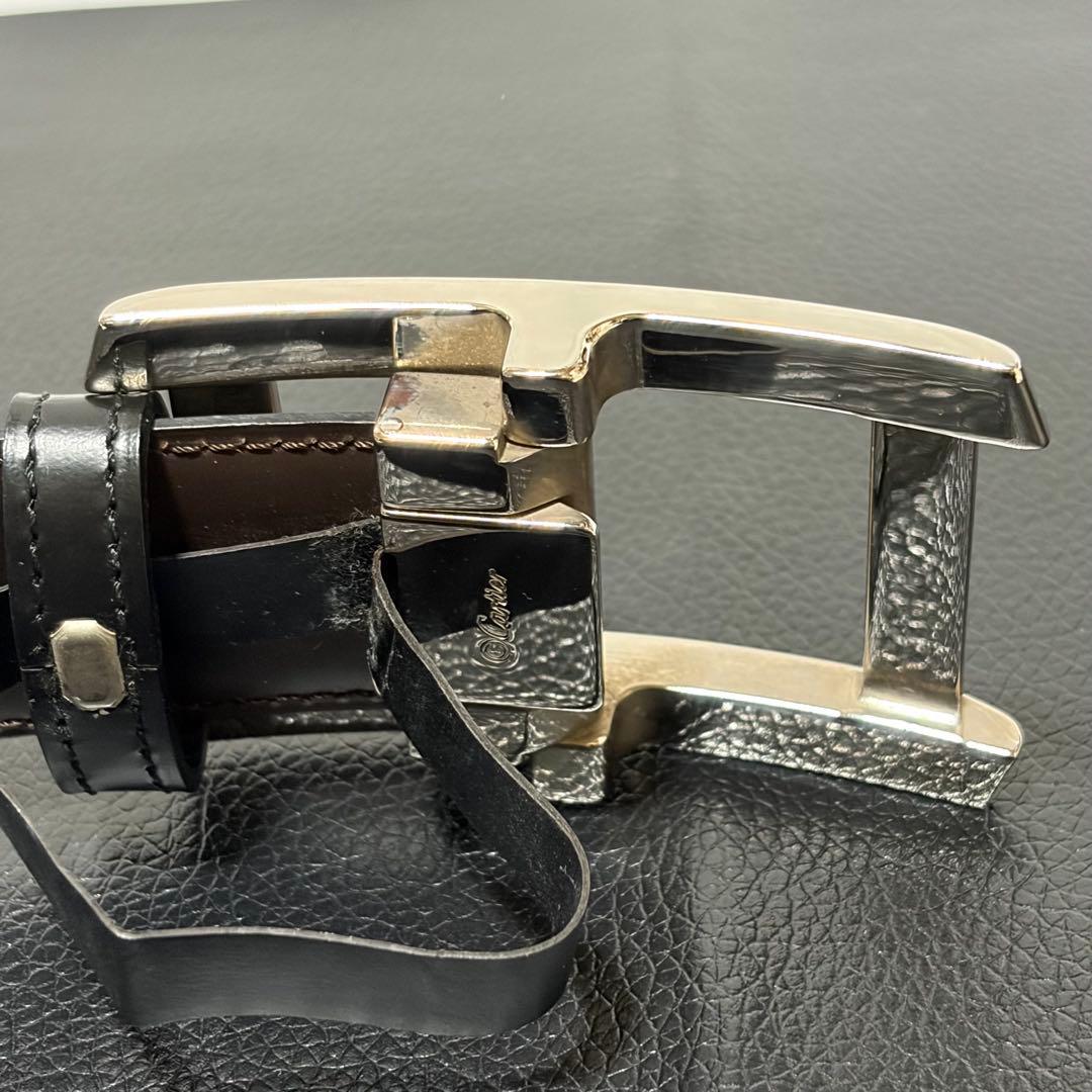 極美品　カルティエ　タンク アルディロン　シルバー　レザー　ブラック