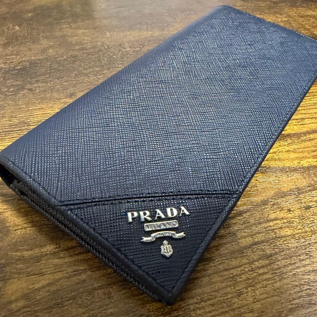 pino様【箱付】PRADA 長財布 ネイビー サフィアーノレザー