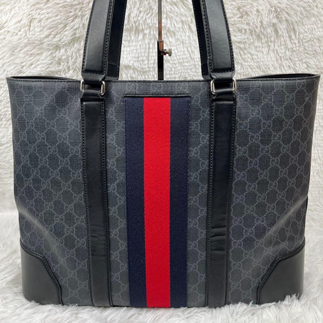 GUCCI GGスプリーム　シェリーライン　トートバッグ　肩掛け　ブラック