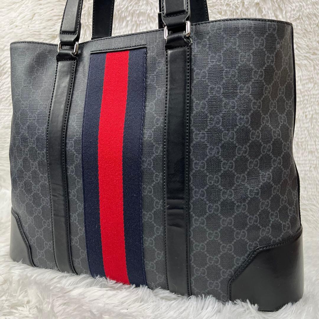 GUCCI GGスプリーム　シェリーライン　トートバッグ　肩掛け　ブラック
