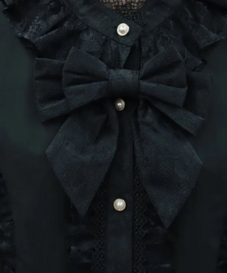 姫袖７分丈ブラウス　黒　アクシーズファム　kawaii　axes femme