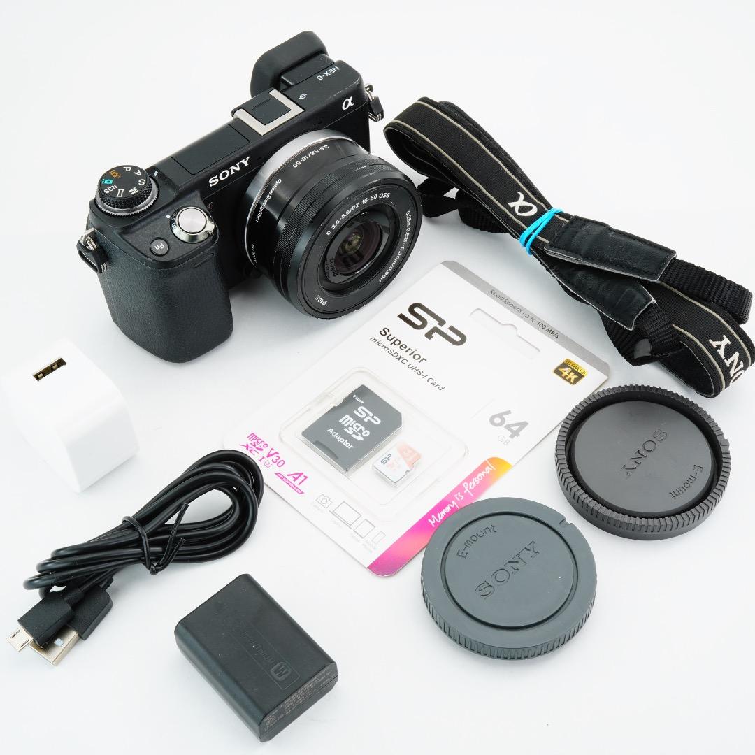 美品 SONY ミラーレス一眼 NEX-6 ズームレンズキット 保護フィルム付き