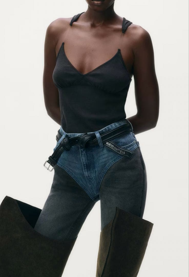 【新品未使用】GLENN MARTENS ブラックレザーベルト　H &M