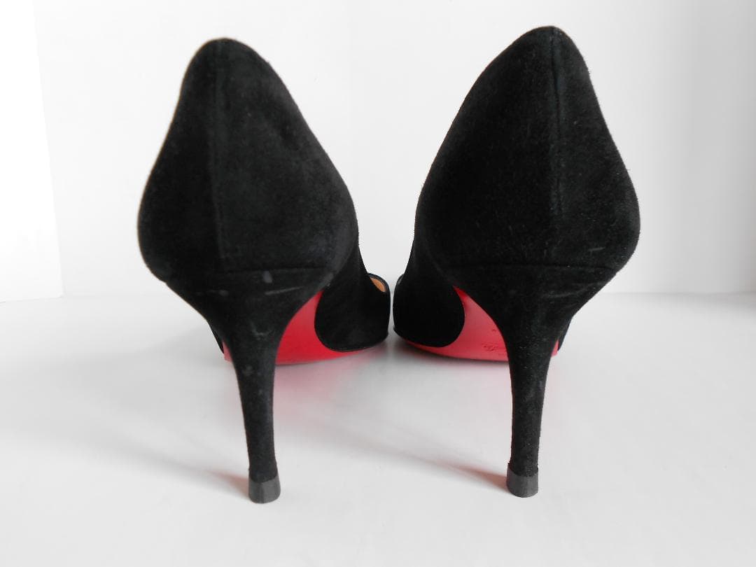 美品　クリスチャンルブタン　39　黒スエード　ミドルヒール