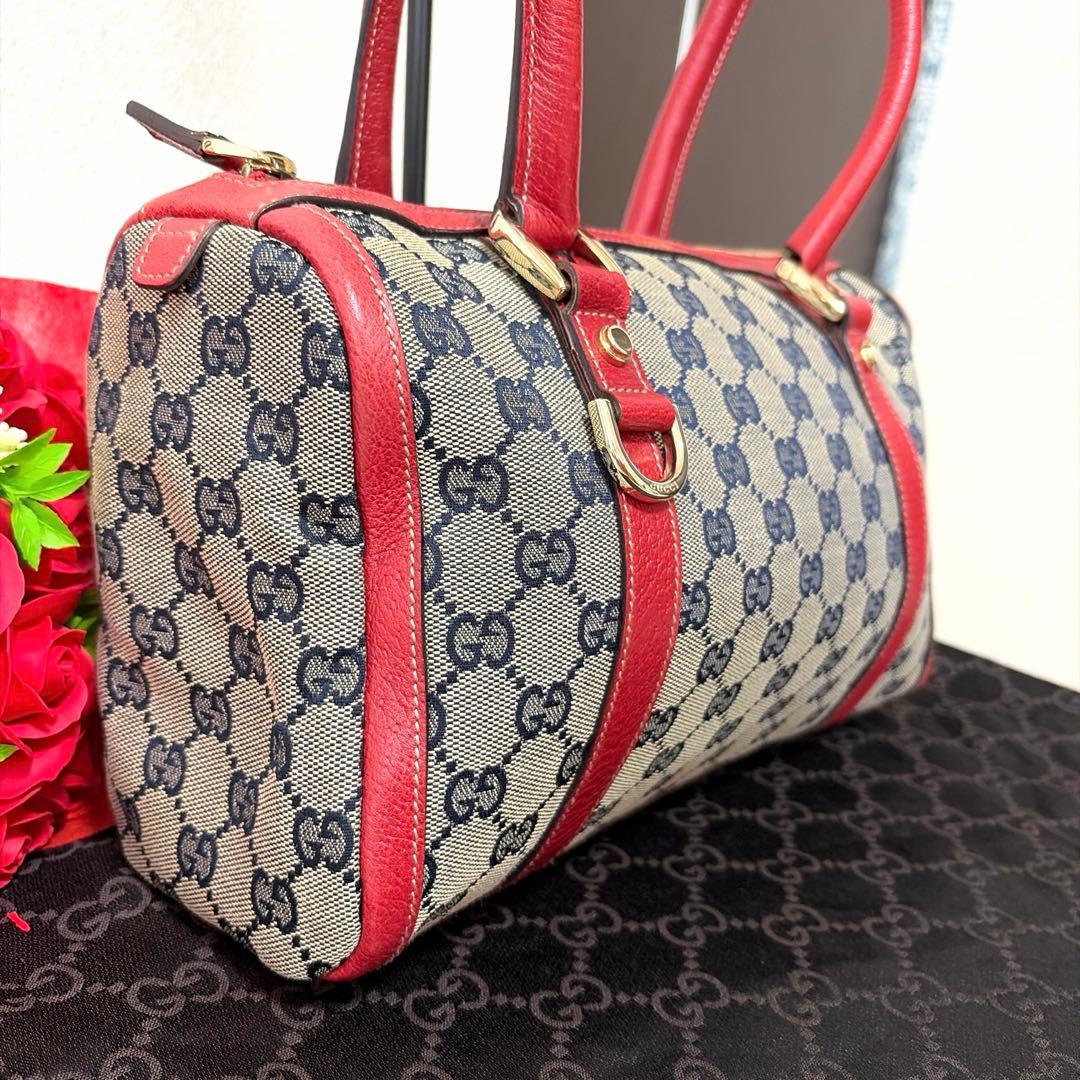 美品 GUCCI グッチ アビー ミニボストンバッグ キャンパス×レザー バッグ