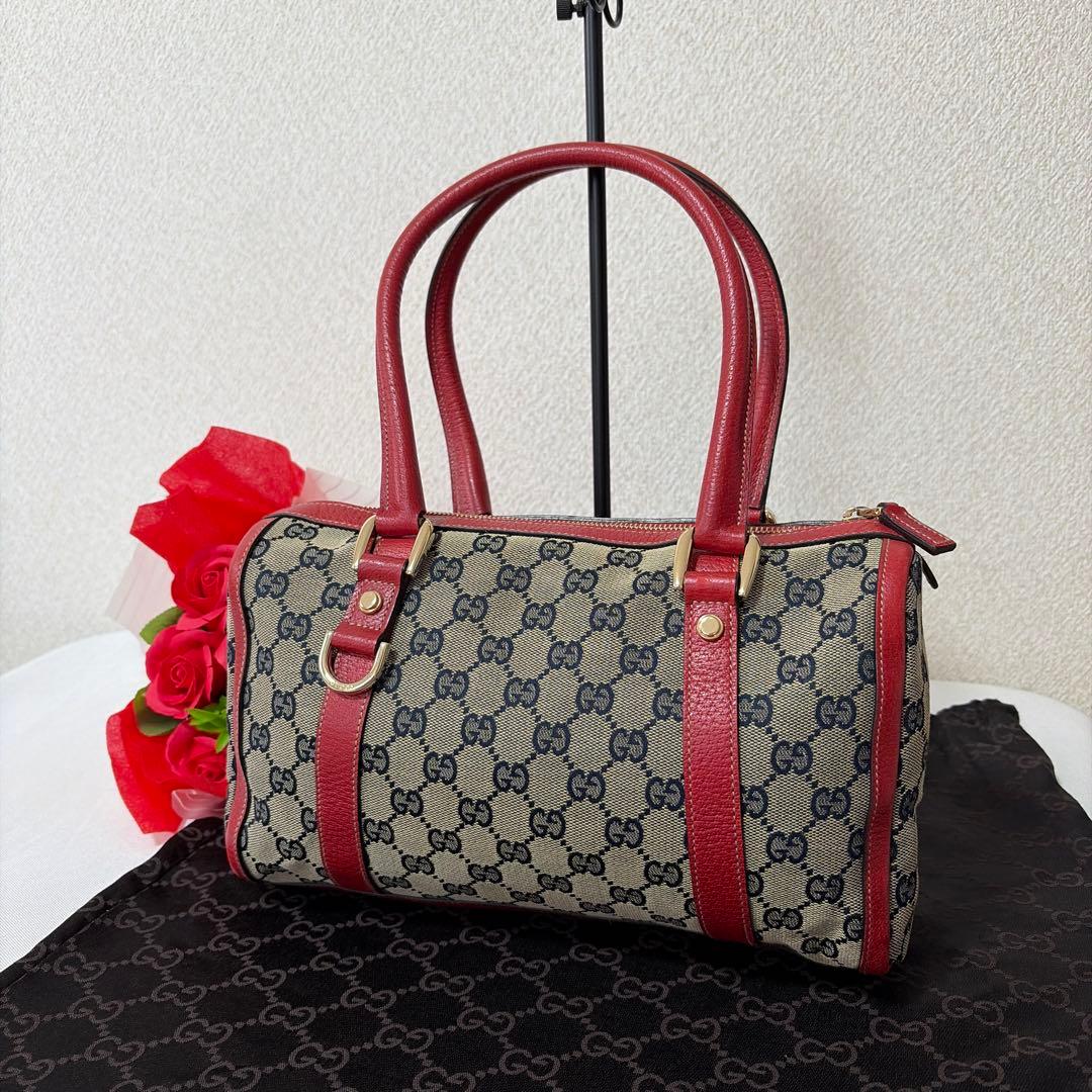 美品 GUCCI グッチ アビー ミニボストンバッグ キャンパス×レザー バッグ