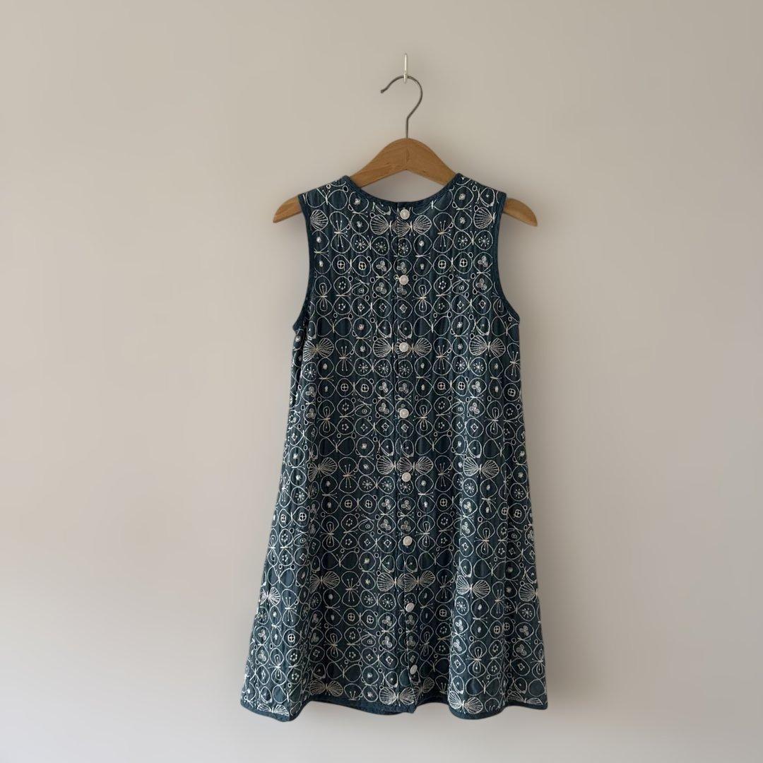 minä perhonen キッズ 刺繍ノースリーブワンピース